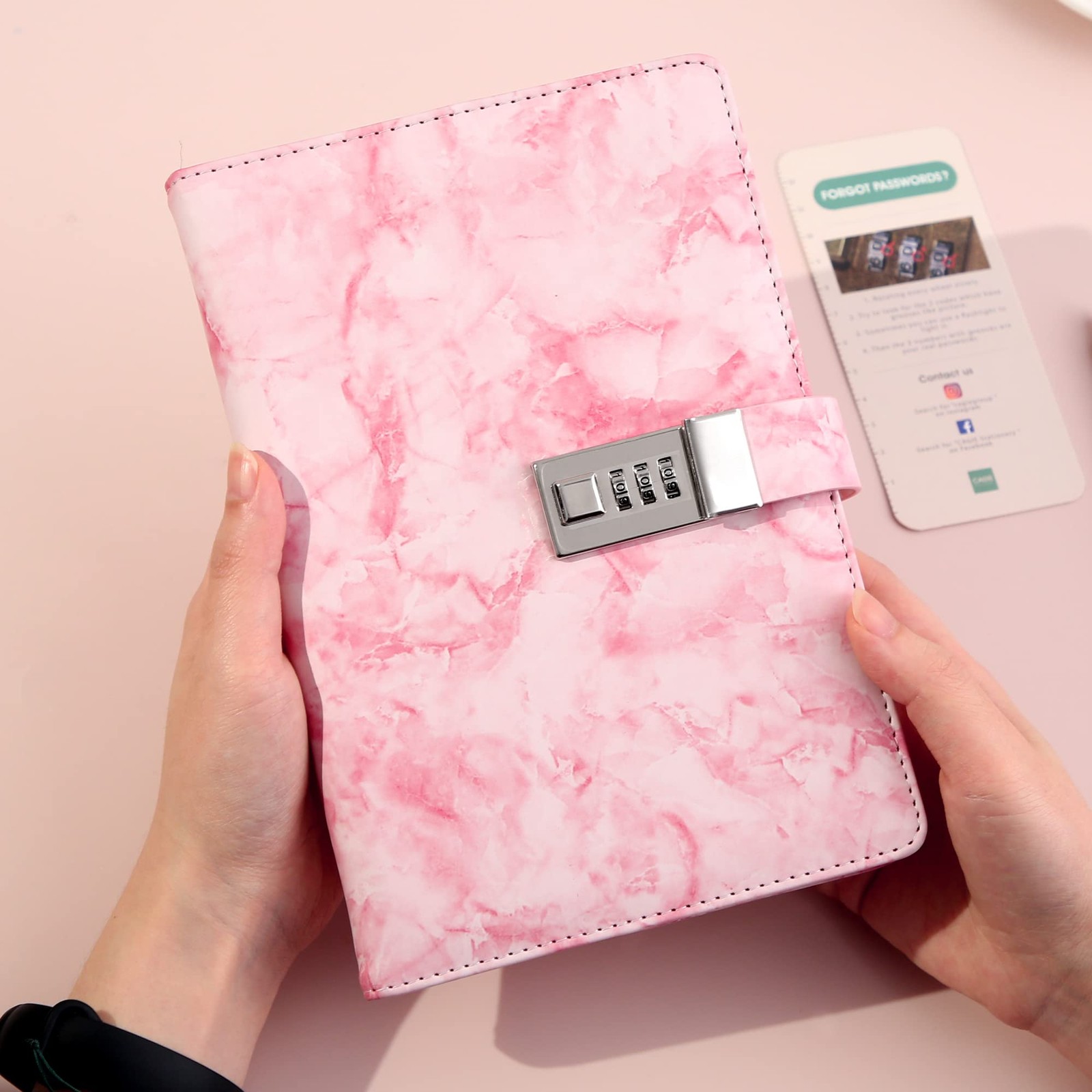 Marble Diary with Lock 192 Pages A5 Waterproof Journal for Girls – Secret Gift