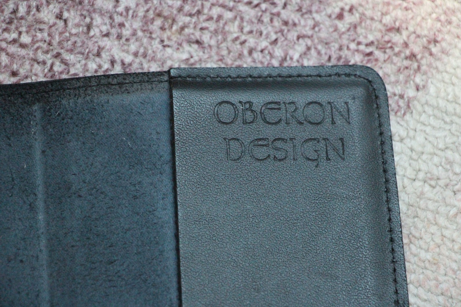 Oberon Design PEBBLED Leather Small Journal Cover – CELTIC SWIRL in Navy