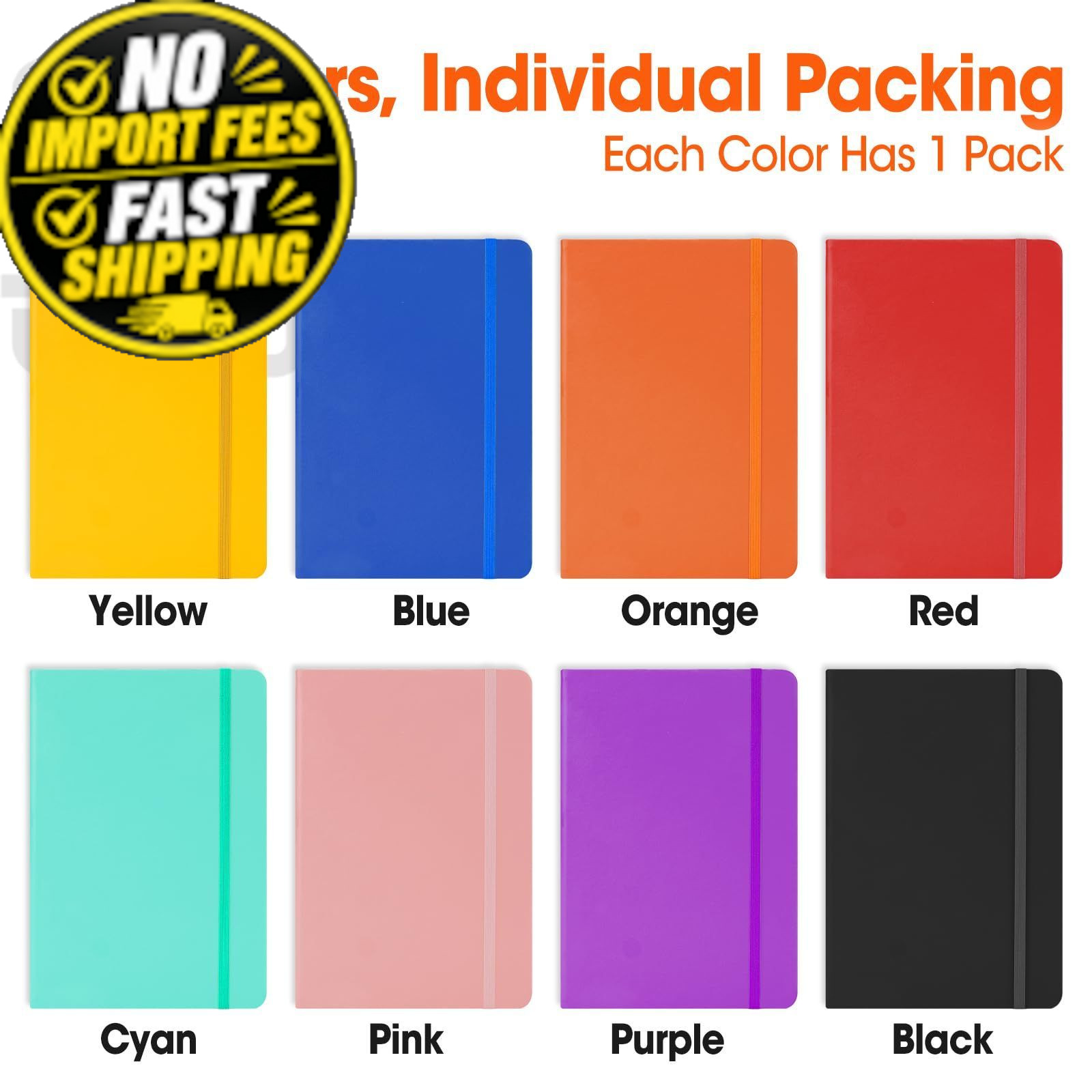 BGUP 8 Pack Lined Journal Notebook for Work, A5 Hardcover (5.5″ x 8.3″), C-8P