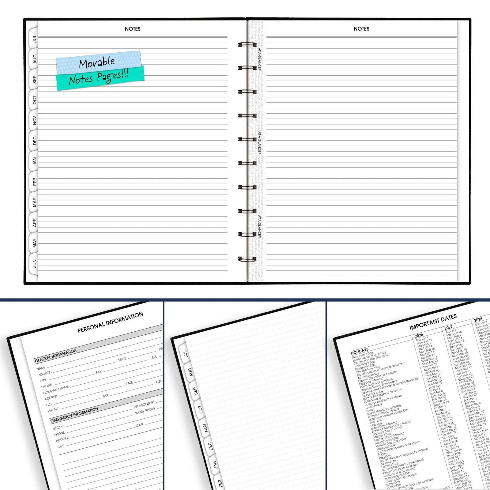 AT-A-GLANCE Planner 2026-2027 Weekly & Monthly Academic 9 x 11 inches, Black