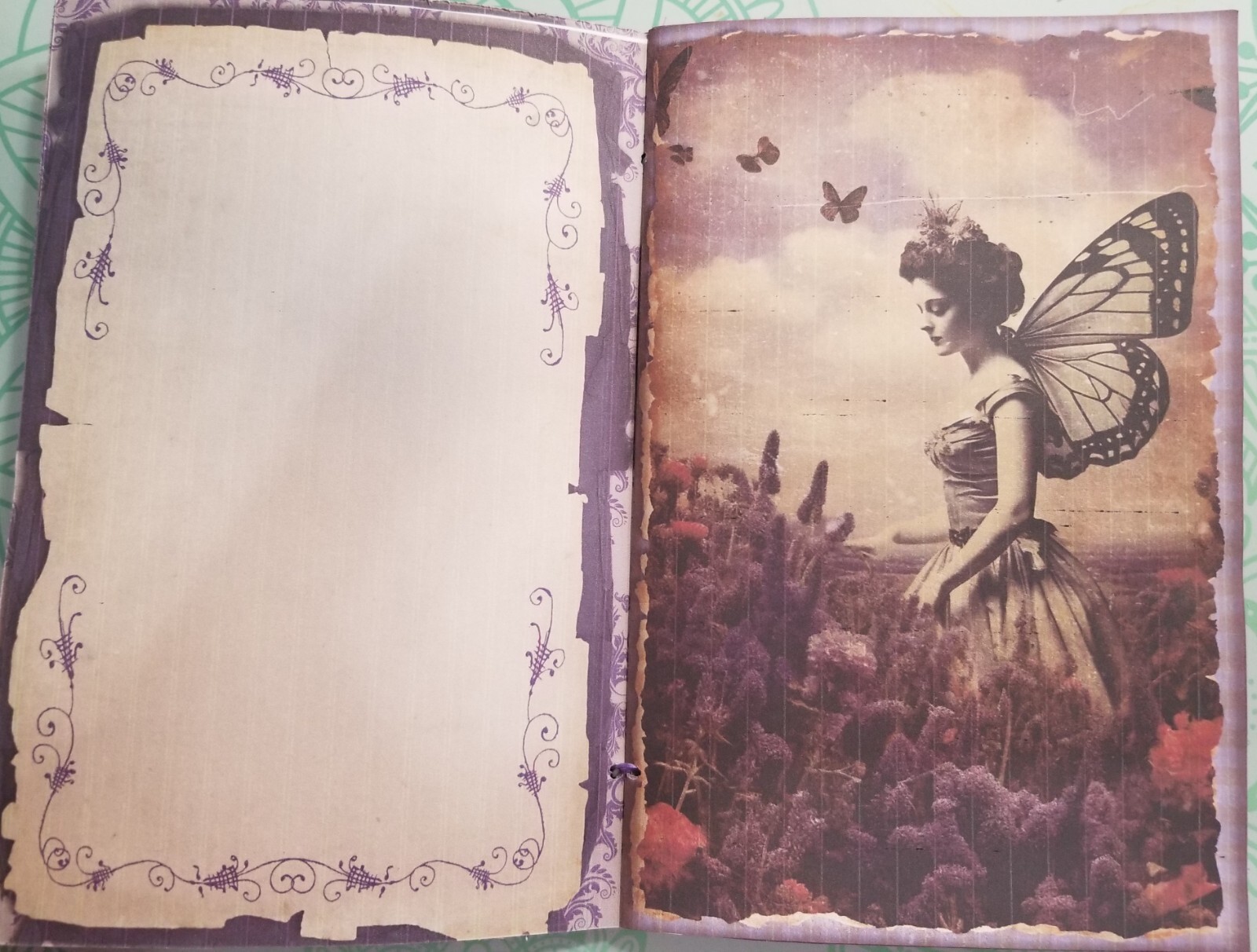 Junk Journal Booklet “LEMONS & LAVENDER” HANDMADE Pockets, Cards, Vtg. Clip