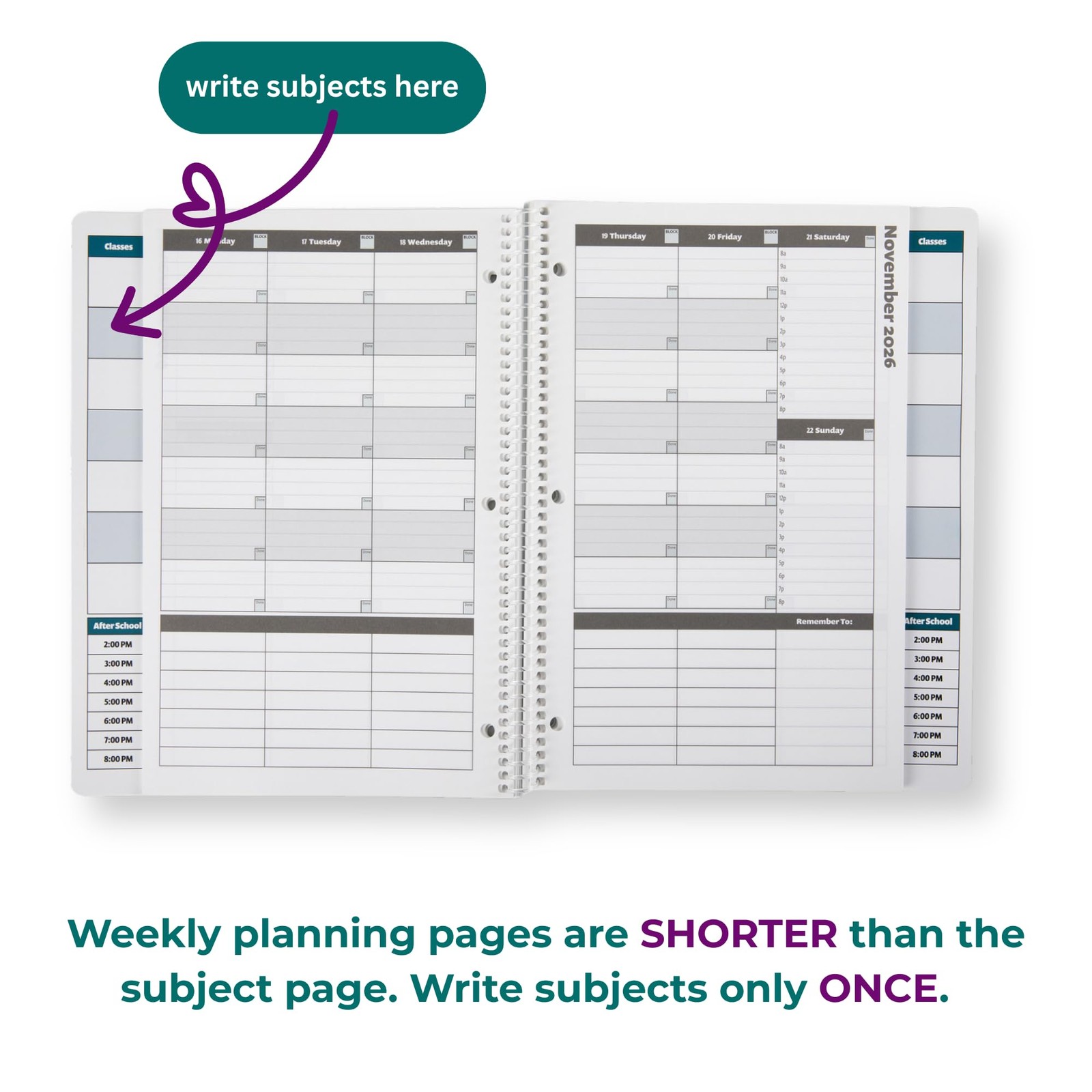 Academic Planner 2026-2027, Daily Weekly Monthly School Calendar, Student