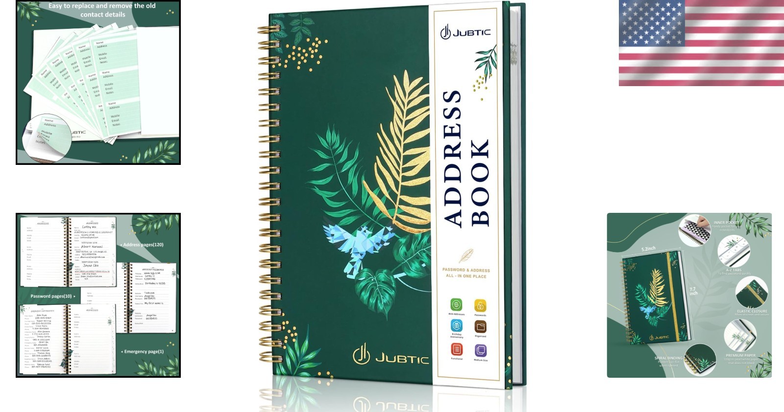 Refillable Address Book with Alphabetical Tabs Print Telephone 144 Pages
