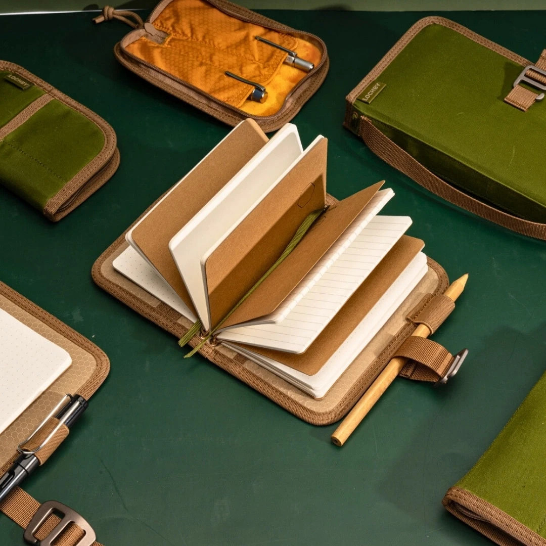 Lochby Mini Field Journal Olive Green | Water Resistant Wax Canvas Cover