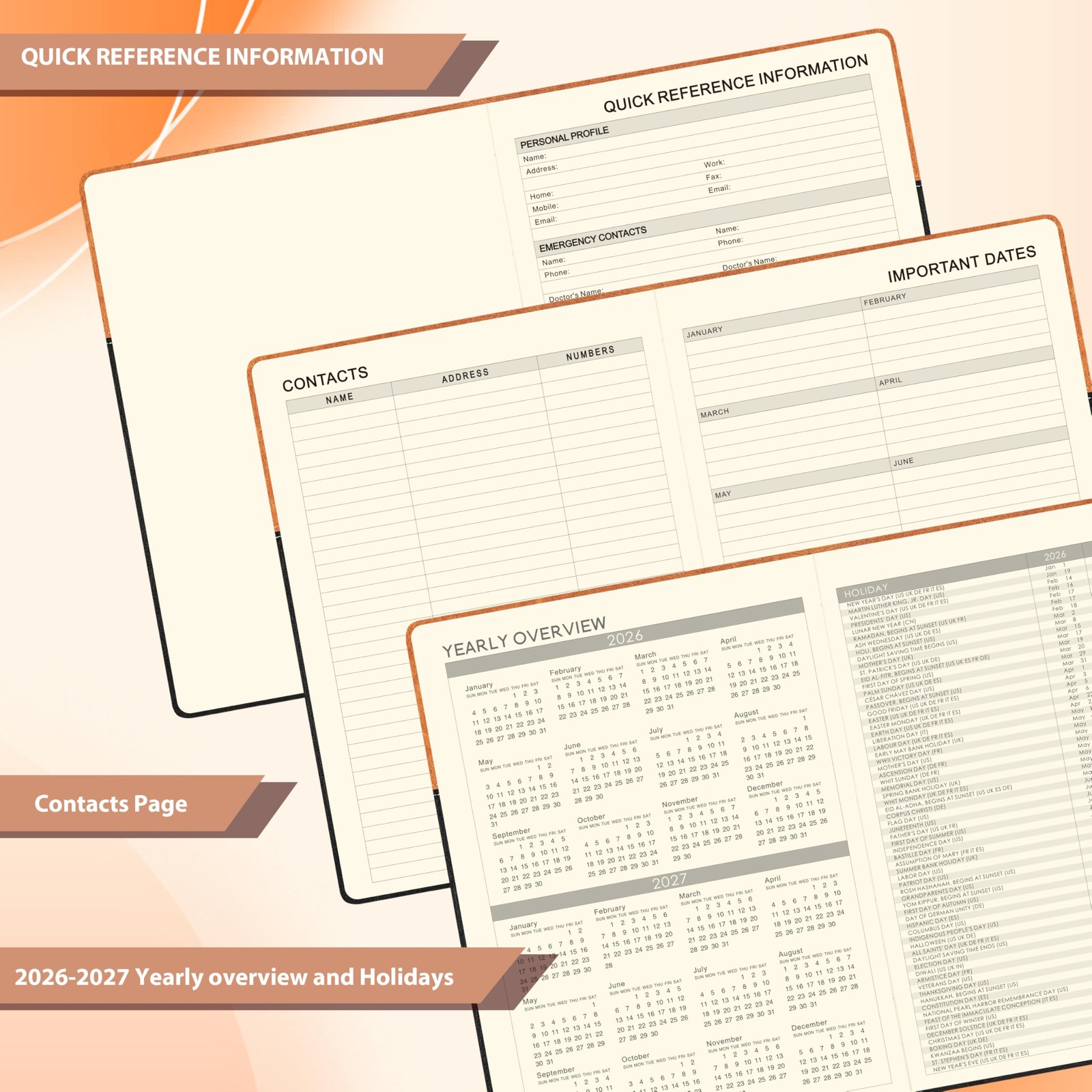 Planner 2026-2027 – Academic Weekly 8.5” x 11”, Brown (8.5″X11″)