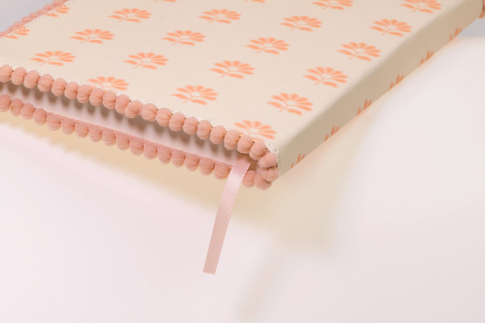 Eccolo Pom Notebook Journal, Linen Flexicover, Medium, Peach Blockprint