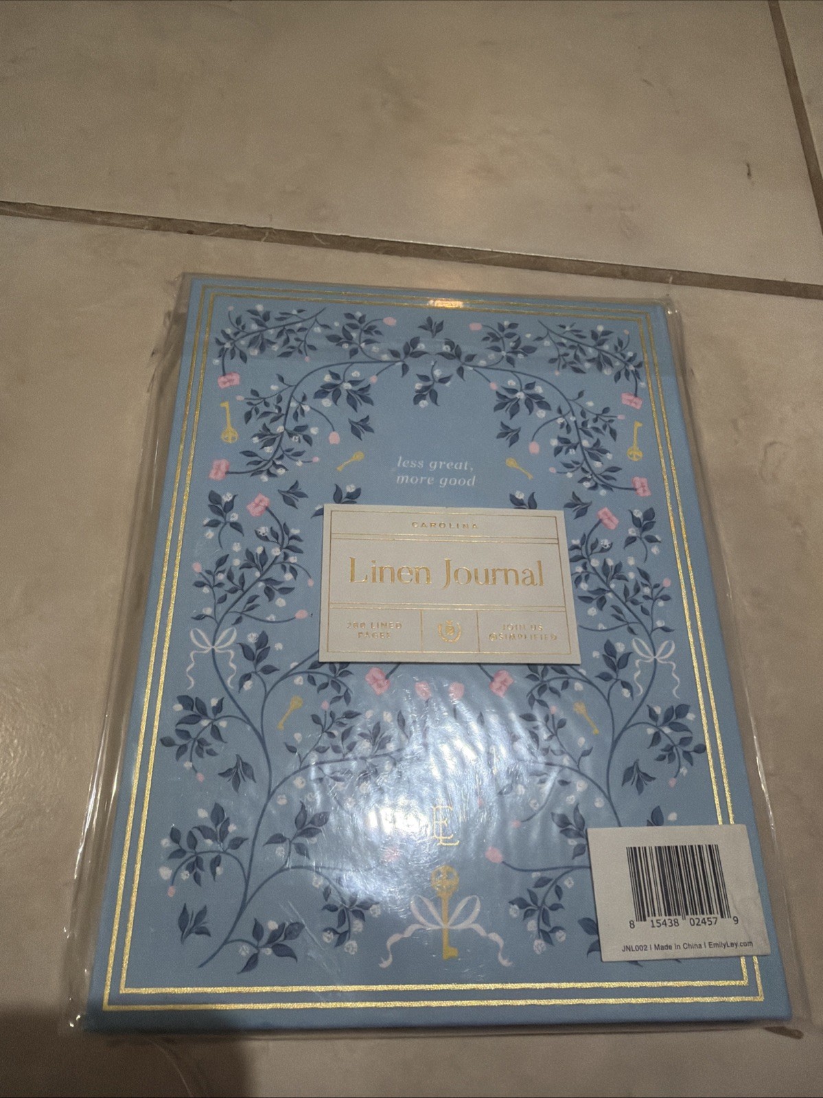 Simplified Carolina Linen Journal 200 Lined Pages NEW