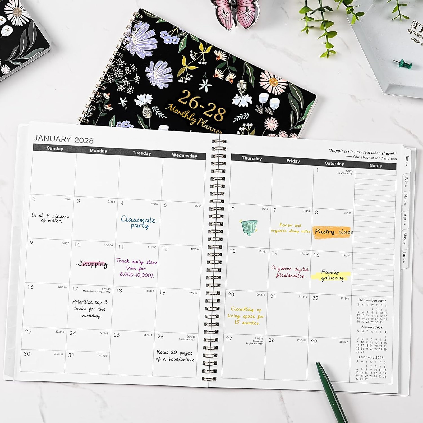 Monthly Planner 2026 2028 2 Year Calendar July June 9×11 Twin-wire Binding