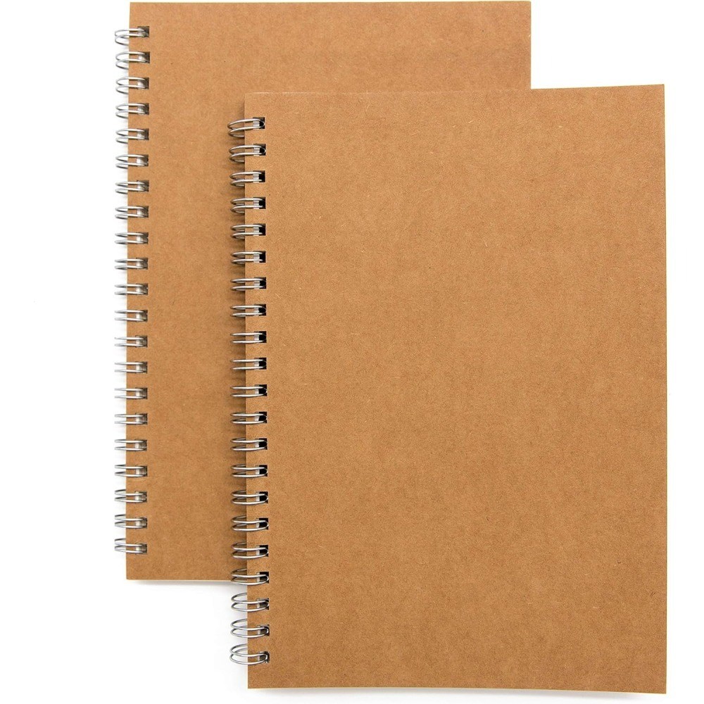 Soft Cover Spiral Notebook 2-Pack, Blank Sketchbook Journal, Unlined Wire Bound