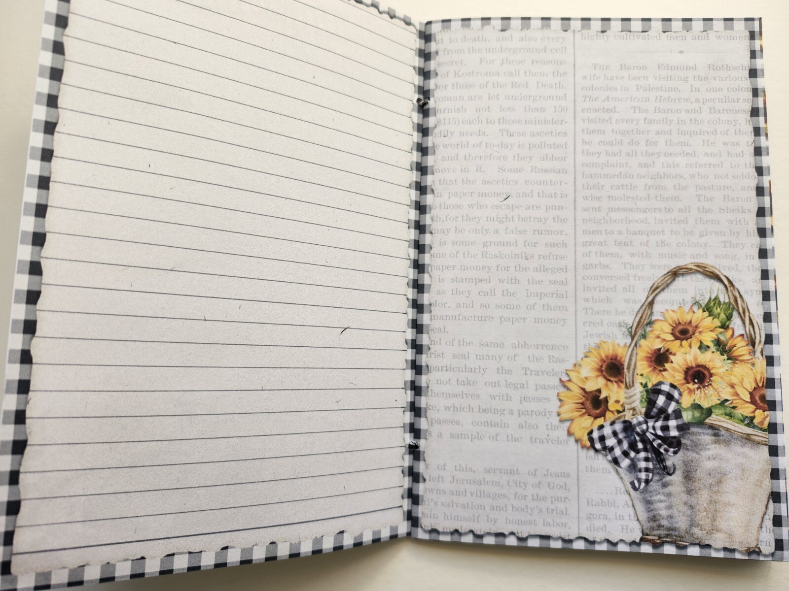 Junk Journal Blank Booklet “BEE KIND” BEES Sunflowers HANDMADE + LG 40pg 9×6