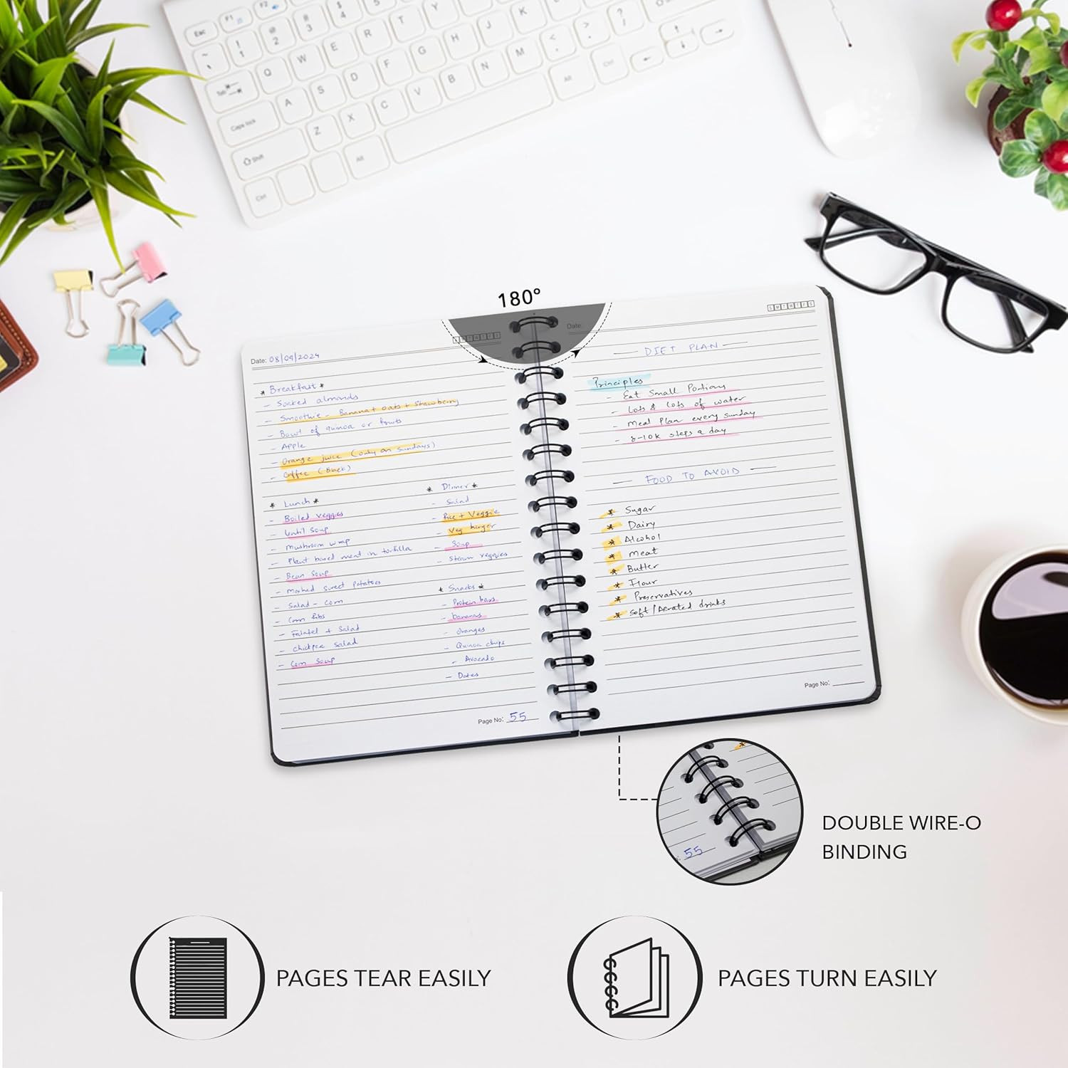 Professional Lined Spiral Notebook – A5 Hardcover Journal, 170 Pages, Grey
