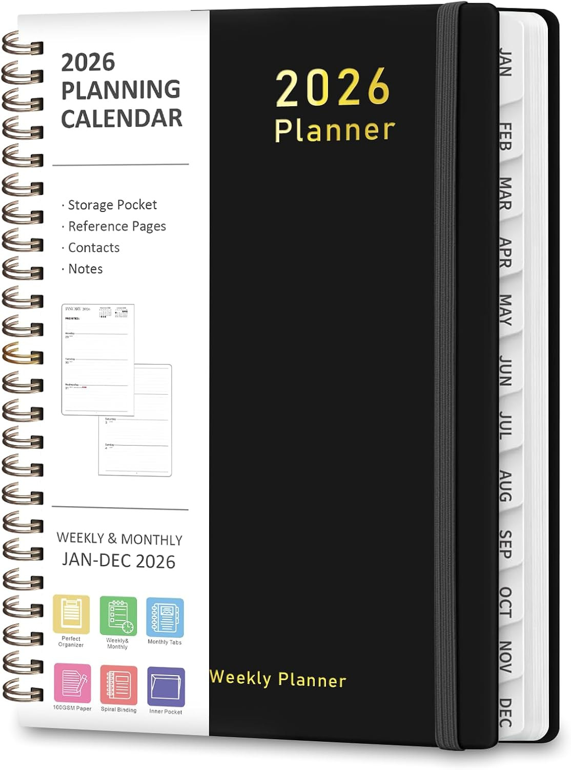2026 Planner, Weekly and Monthly Calendar Academic Planner, Jan 2026 – Dec 2026,