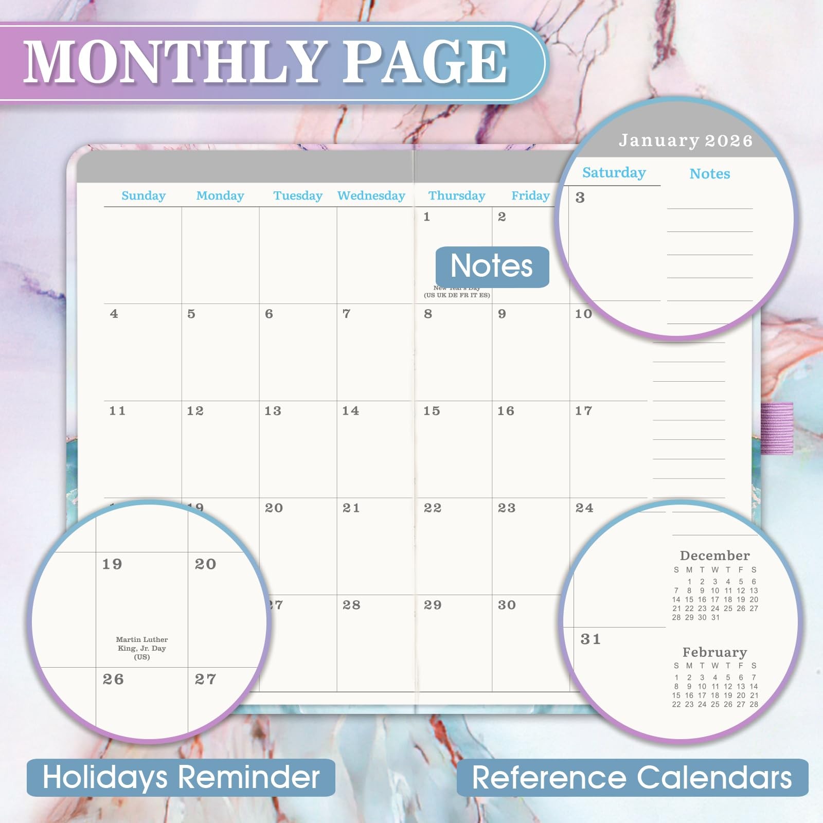 2026-2028 Monthly Pocket Planner – 3 Year Monthly Planner 2026-2028