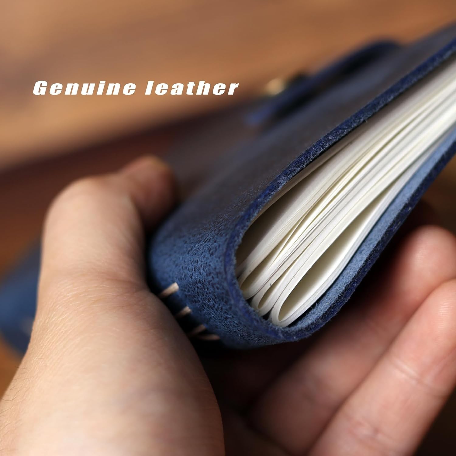 Pocket Notebook with Pen,Genuine Leather Journal Mini Notebook Small Unlined