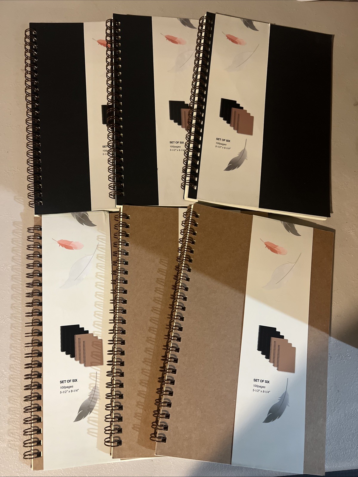 Set of 6 Notebook/Travel Journals Sketch Book 5.5 X 8.25 Plain Paper Not Ruled