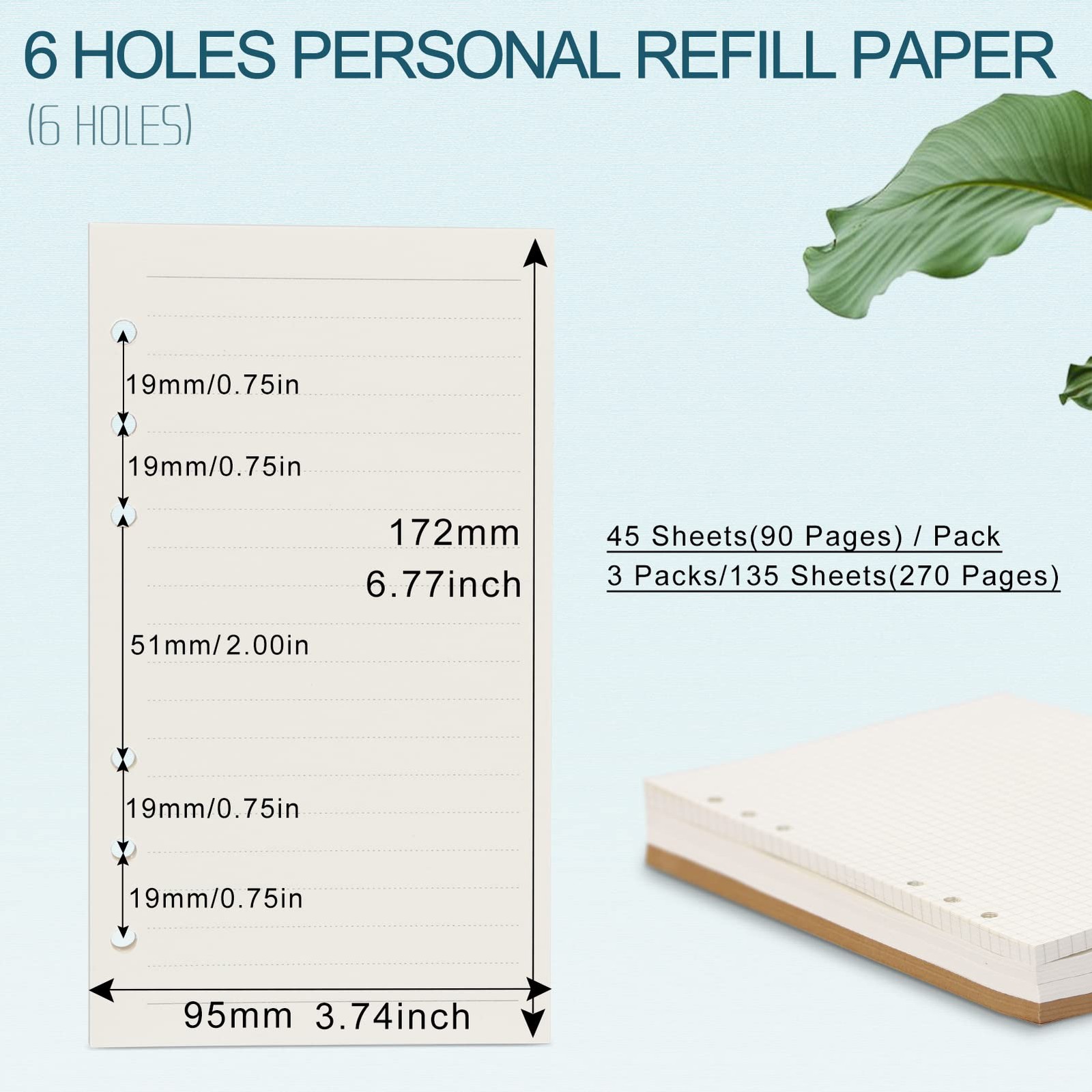 A6 Refill Paper, [3 Pack] Toplive 100GSM Thick Refillable Paper 3 Pack, Line