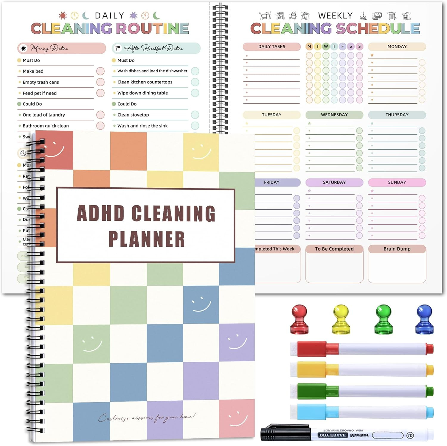 ADHD Cleaning Planner- ADHD Cleaning and Organizing Planner- Reusable for Adults