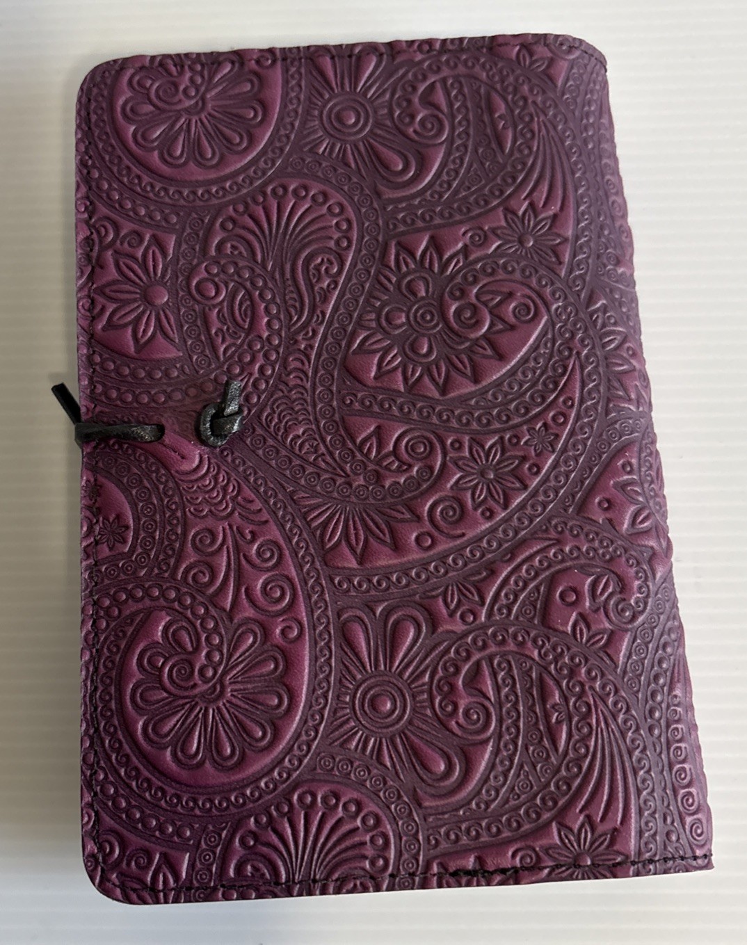 Oberon Design Purple Paisley Embossed Leather Journal Cover 5×7 w/Journal NEW