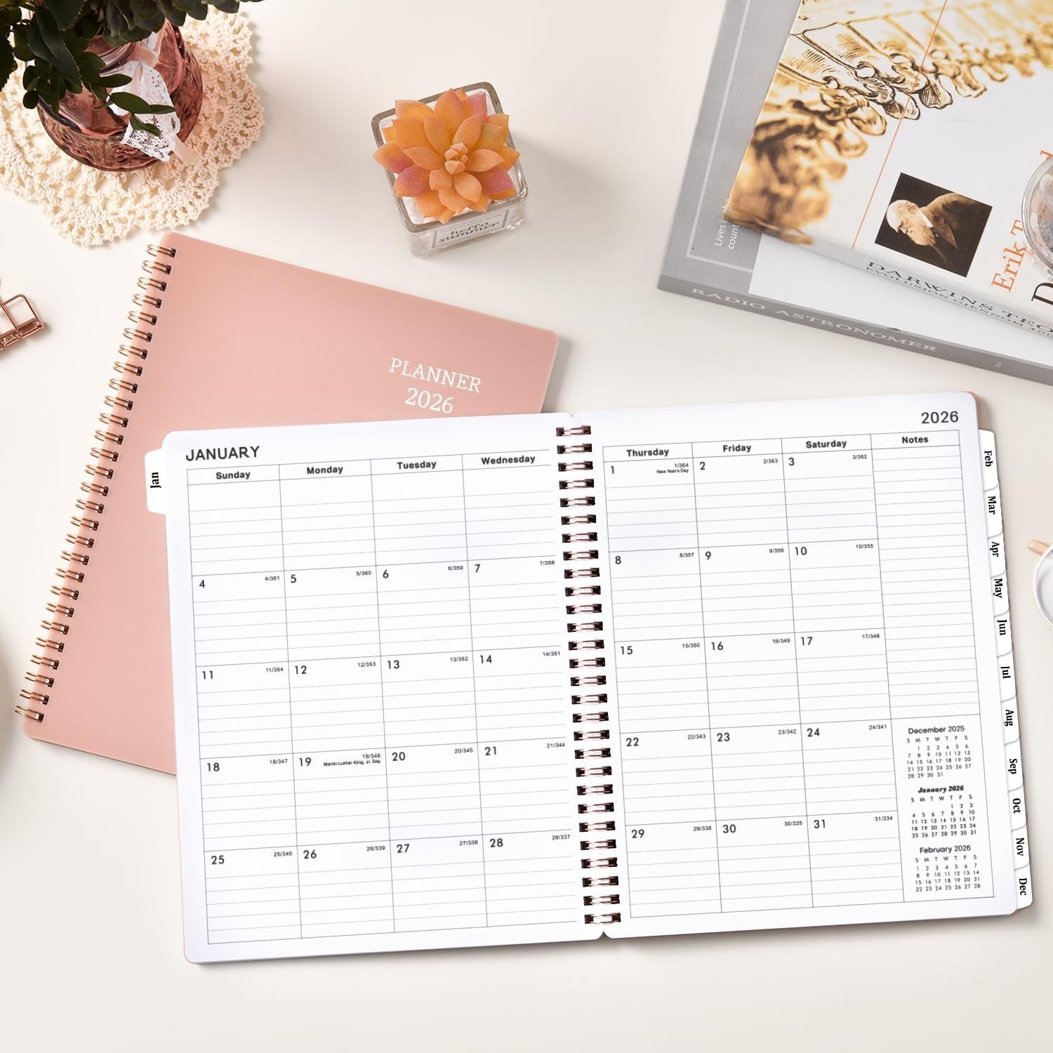 Stylish 2026 Planner with Twin-Wire Binding & Waterproof PP Cover, 8″ x 10″