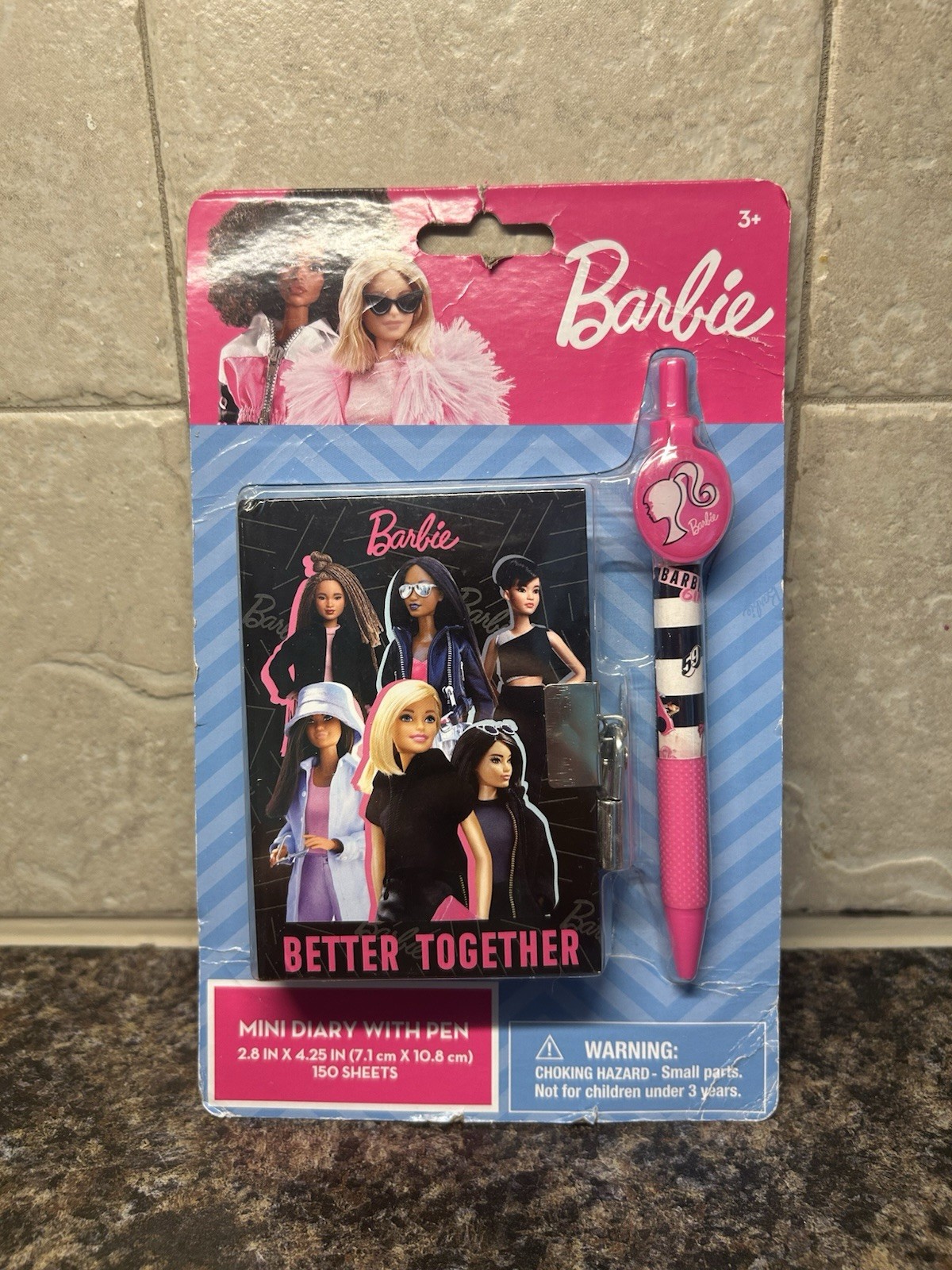 Barbie Better Together Mini Diary with Pen, 150 Sheets, Plastic Cover 2.8×4.25