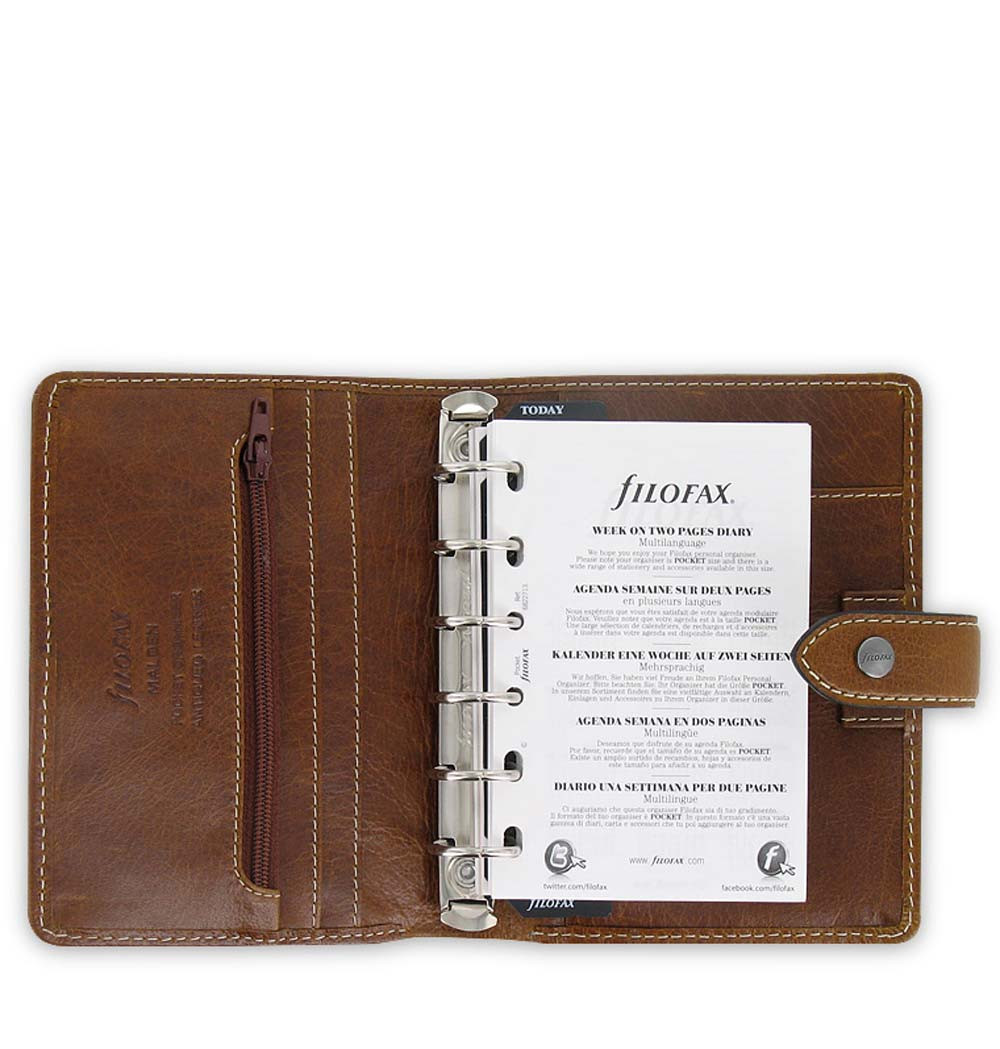 Filofax Pocket Size Malden Organiser Planner Diary Book Ochre Leather 025842 New