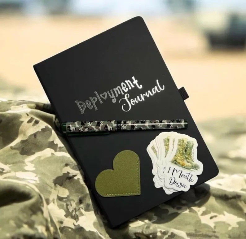 Military Deployment Journal |Camo Pen | Heart Bookmark | Wife | Girlfriend|Milso