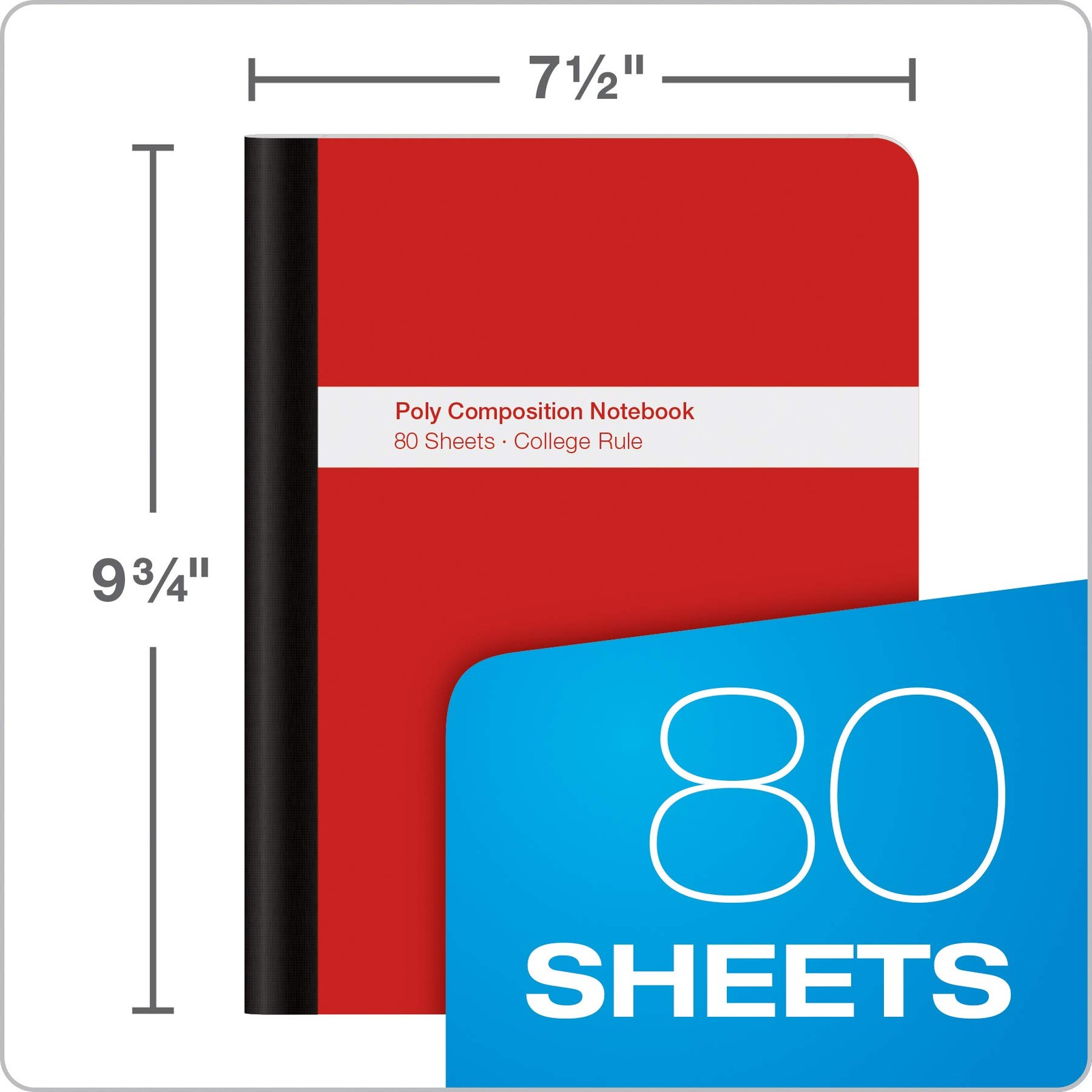 Oxford Poly Composition College Ruled 4 Count (Pack of 1), Multicolor