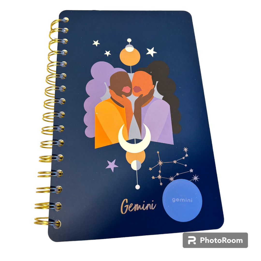 Be Rooted Zodiac GEMINI Spiral Bound College Ruled Hard Cover Journal