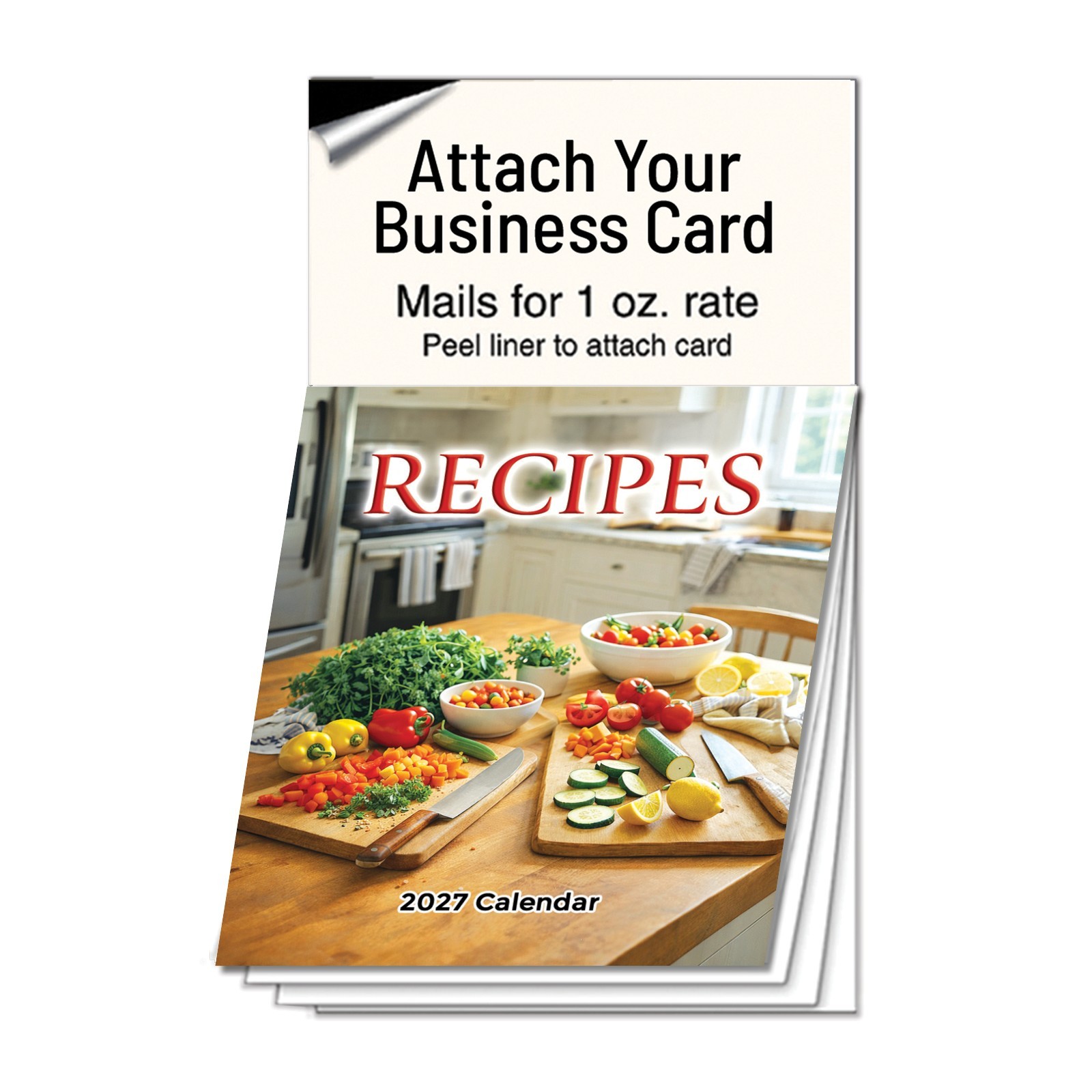 2027 Recipe Magnetic Calendar Business Card Peel Stick Fresh Vegetables RCP801