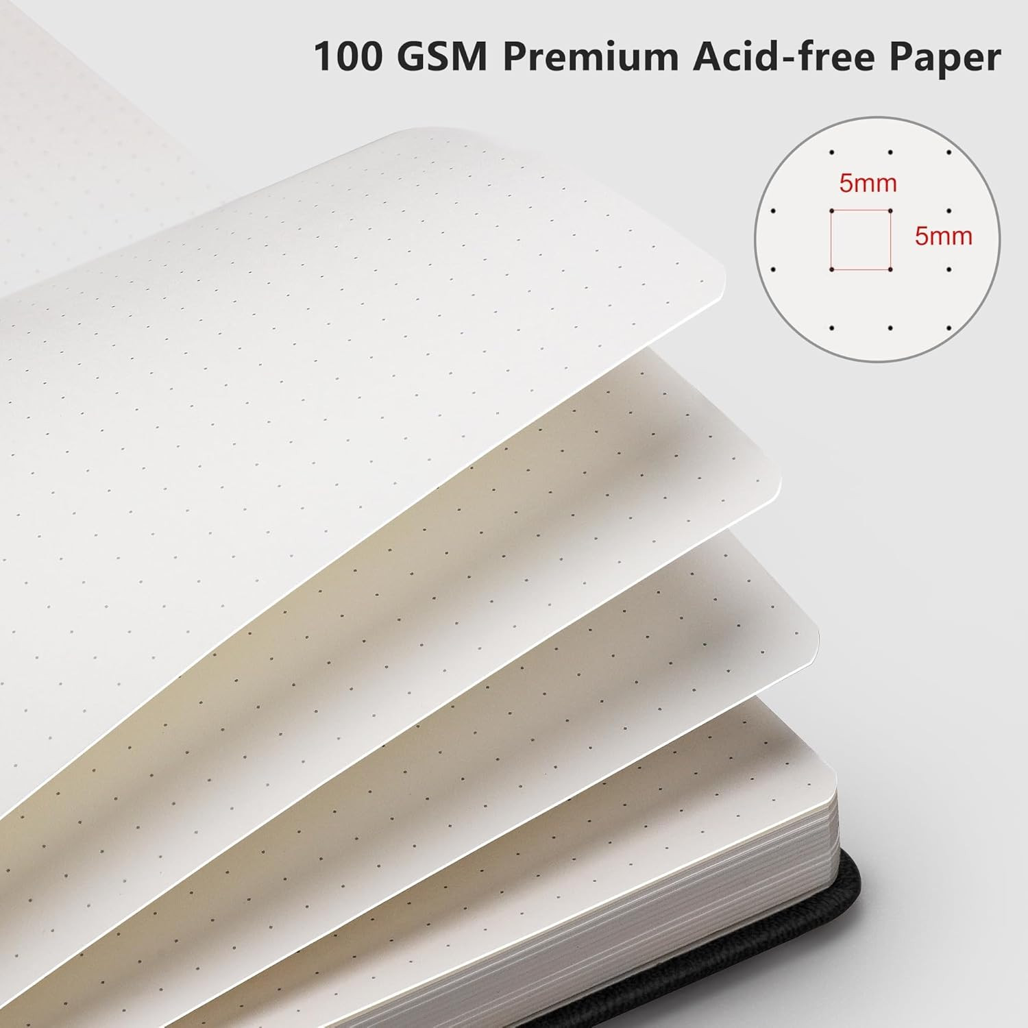 Dotted Journal Notebook, 192 Pages, A5 Medium Size (5.7” X 8.3”), Leather Hard