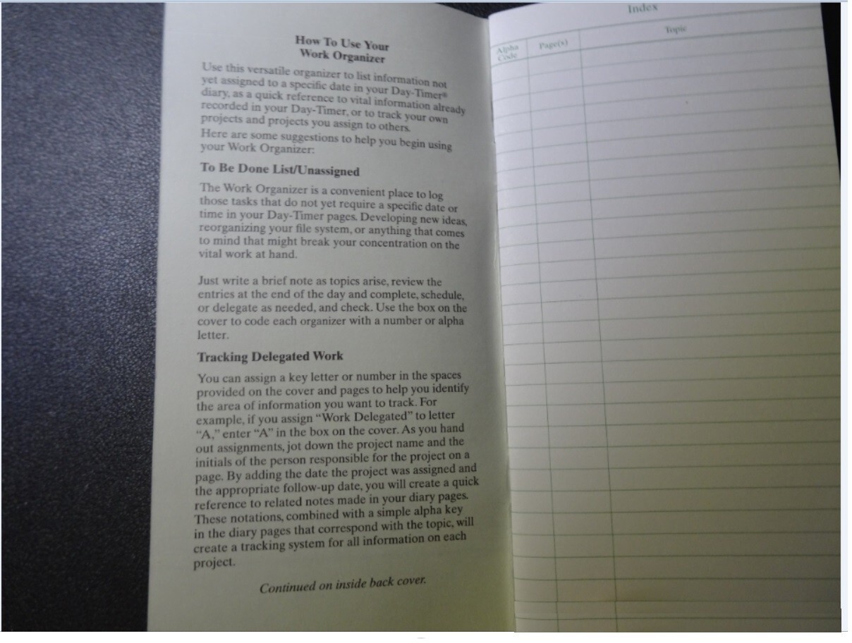 Day-Timer Pocket Work Organizer + Instructions, Stapled, 3 1/2″ x 6″, #48800