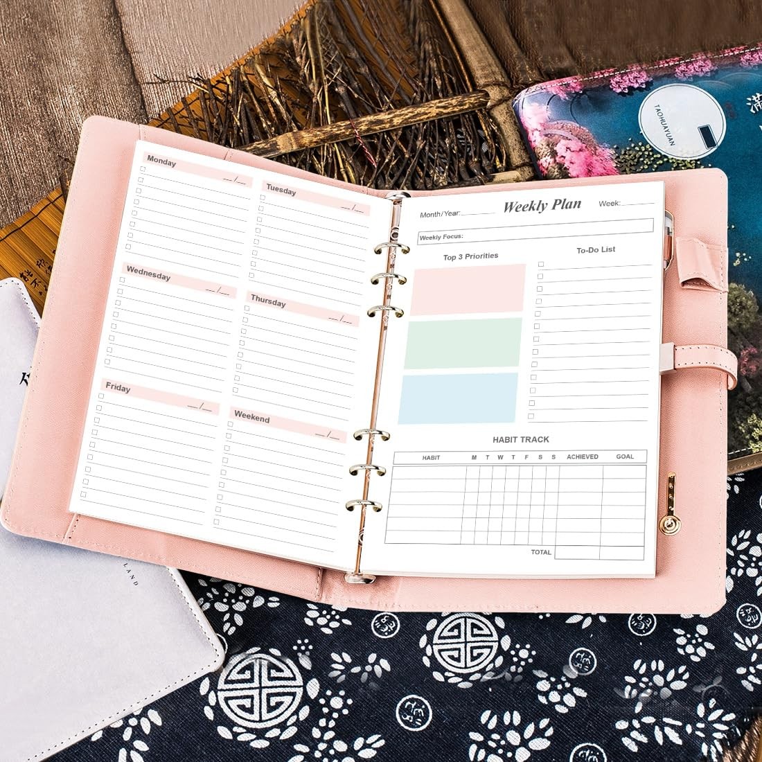 Weekly Planner Refills for A5 Binders – 53 Sheets/106 Pages 1-Pack, Colorful