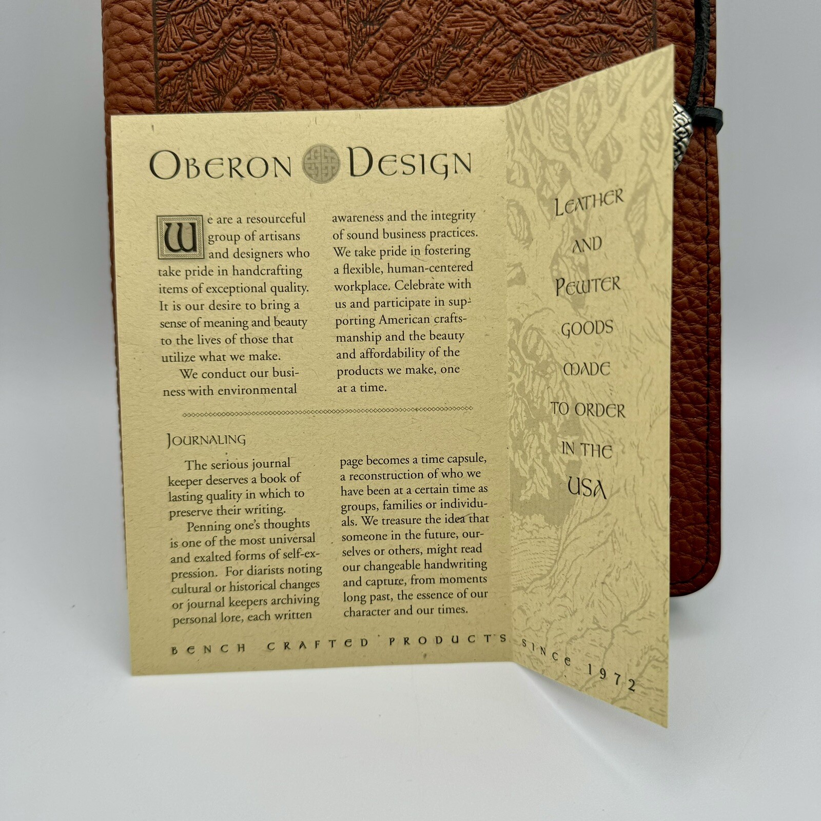 Oberon Design Genuine Leather Refillable Journal Cover w/ Hardbound Blank Insert