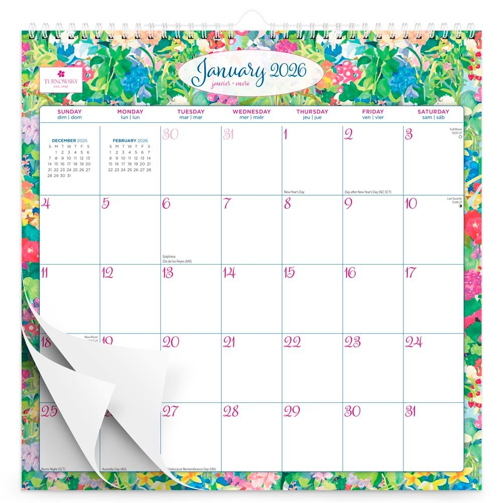 House of Turnowsky OFFICIAL 2026 12×12″ (Hanging) Monthly Square Wire-O Calendar