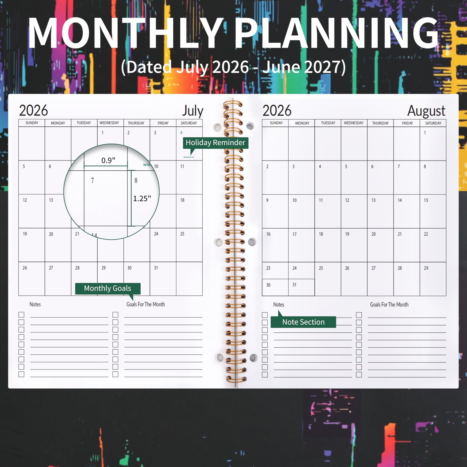 Student Planner 2026-2027 Monthly & Weekly 8.2 x 10.7 inches, Multicolored A