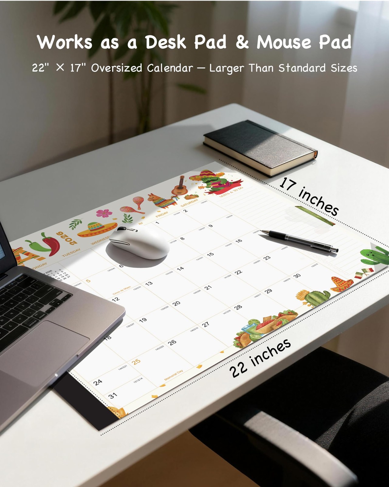 2026-2027 Large Desk Calendar with Waterproof Plastic Cover 2026 18-month