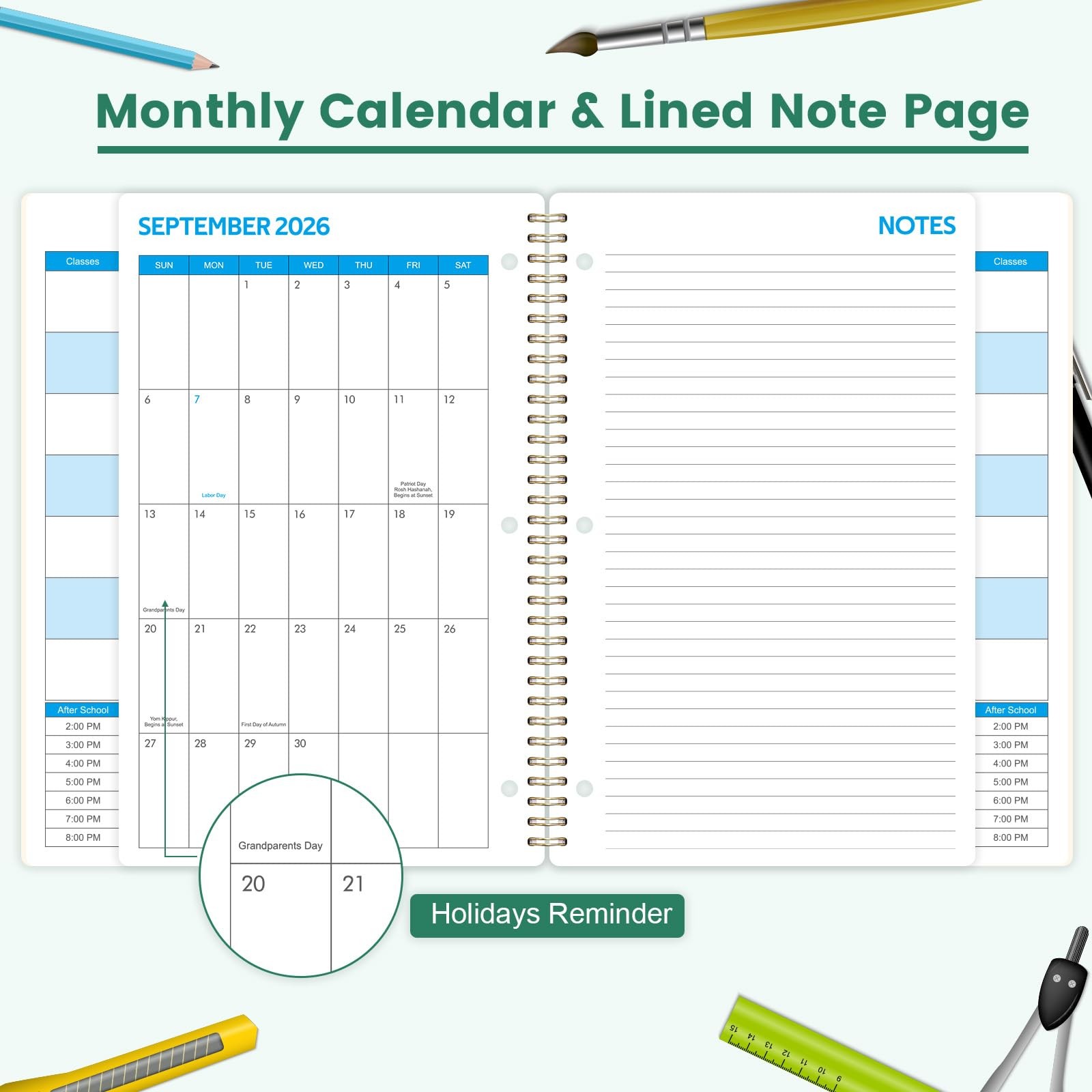 Student Planner 2026-2027 – School with Letter, green