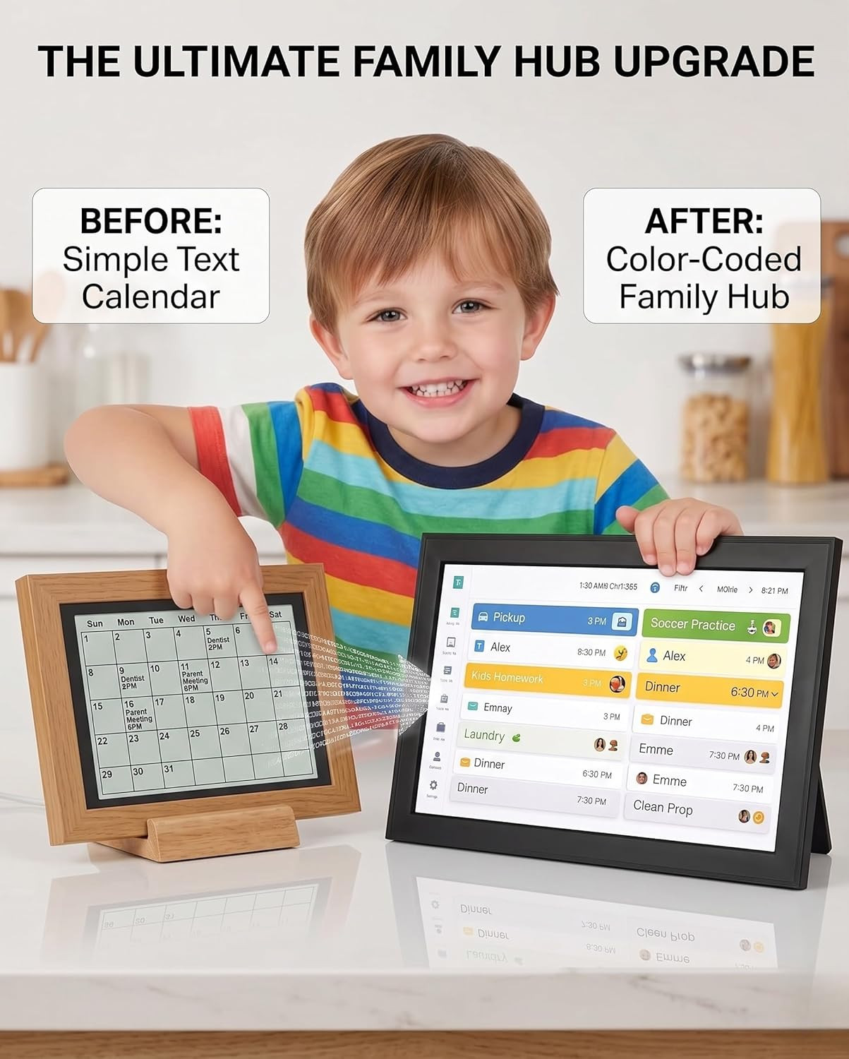 15.6″ Touch Screen Digital Calendar & Family Planner – Wall Mount & Stand