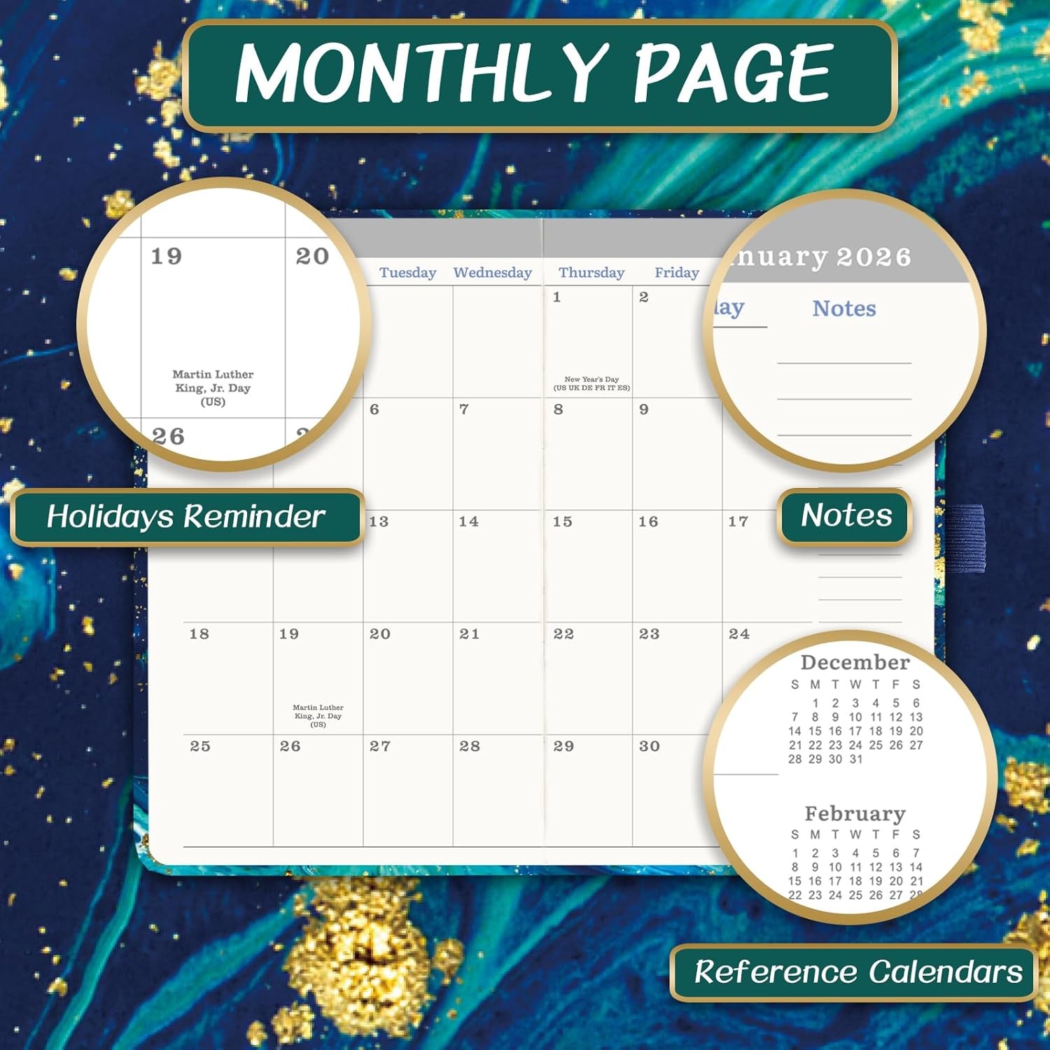 2026-2028 Pocket Planner 3.8″x6.4″ – 3-Year Monthly Calendar with Notes, Pocke
