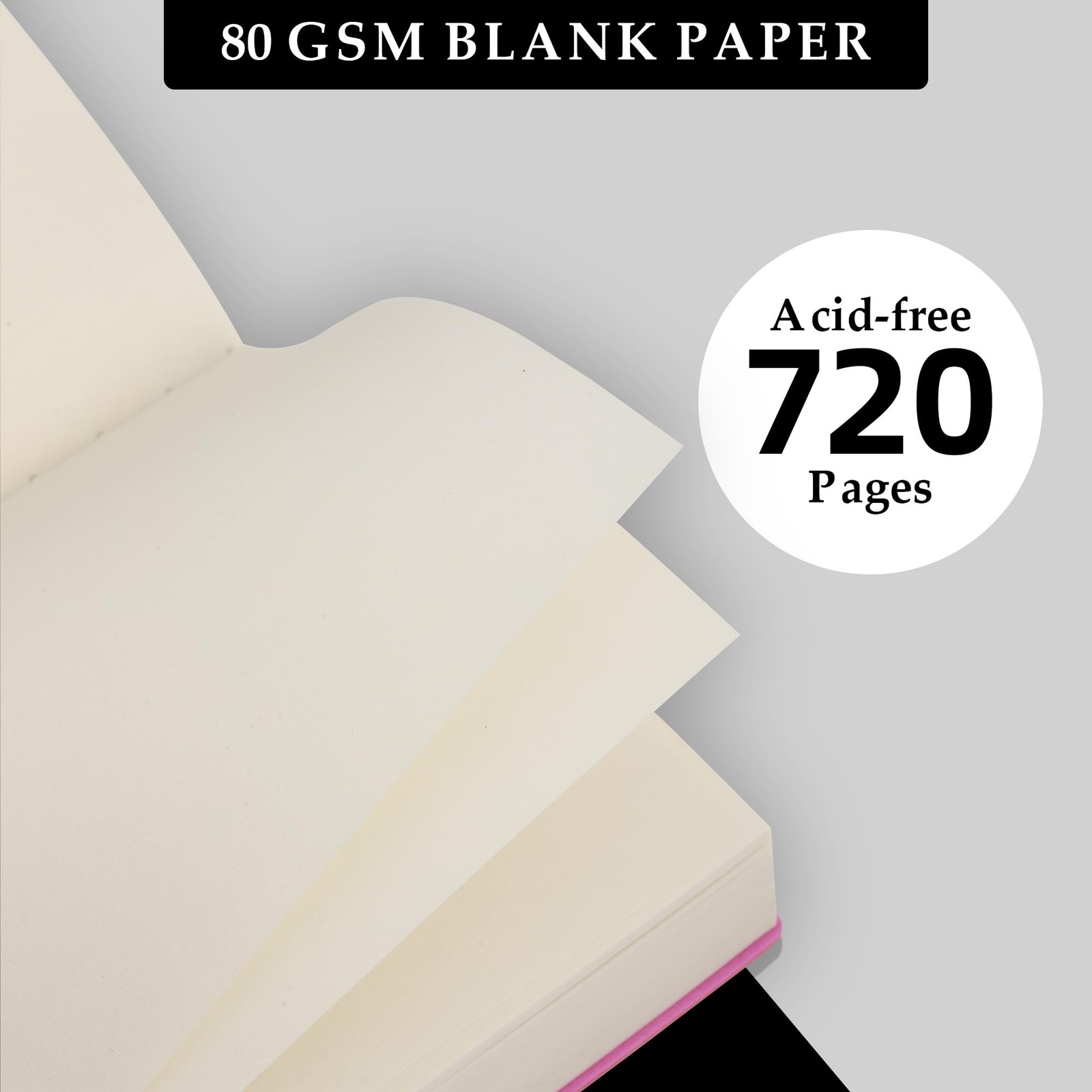 Thick Blank Journal Notebook 720 Pages 3.9 × 5.5 No Lines Soft Leather Pocket Bl