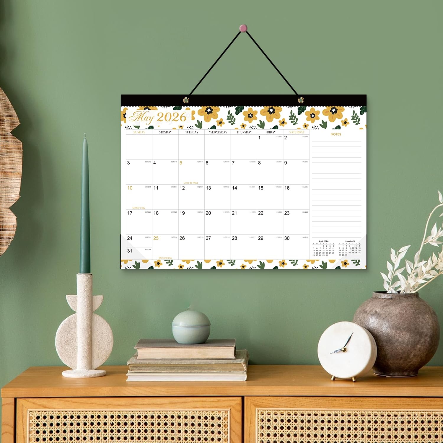 DESEN 2026-2027 Desk Calendar , Jan 2026-Jun 2027, 17″x12″ Large Size , Color
