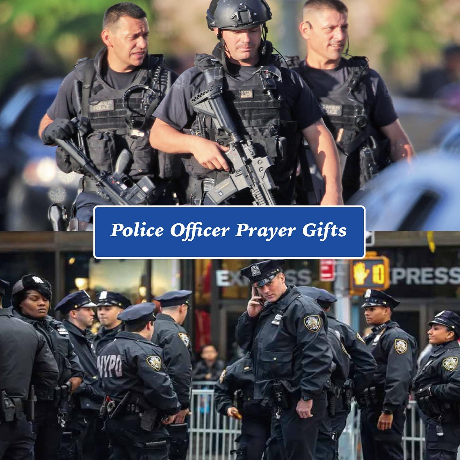 Police Officer Gifts for Men, Prayer 5.7 x 8.4 inches, Blue