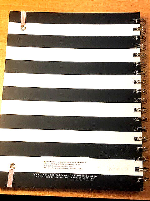 Lovely, Flowery Black & White Striped Journal Pink Elastic Band Closure~Book NEW