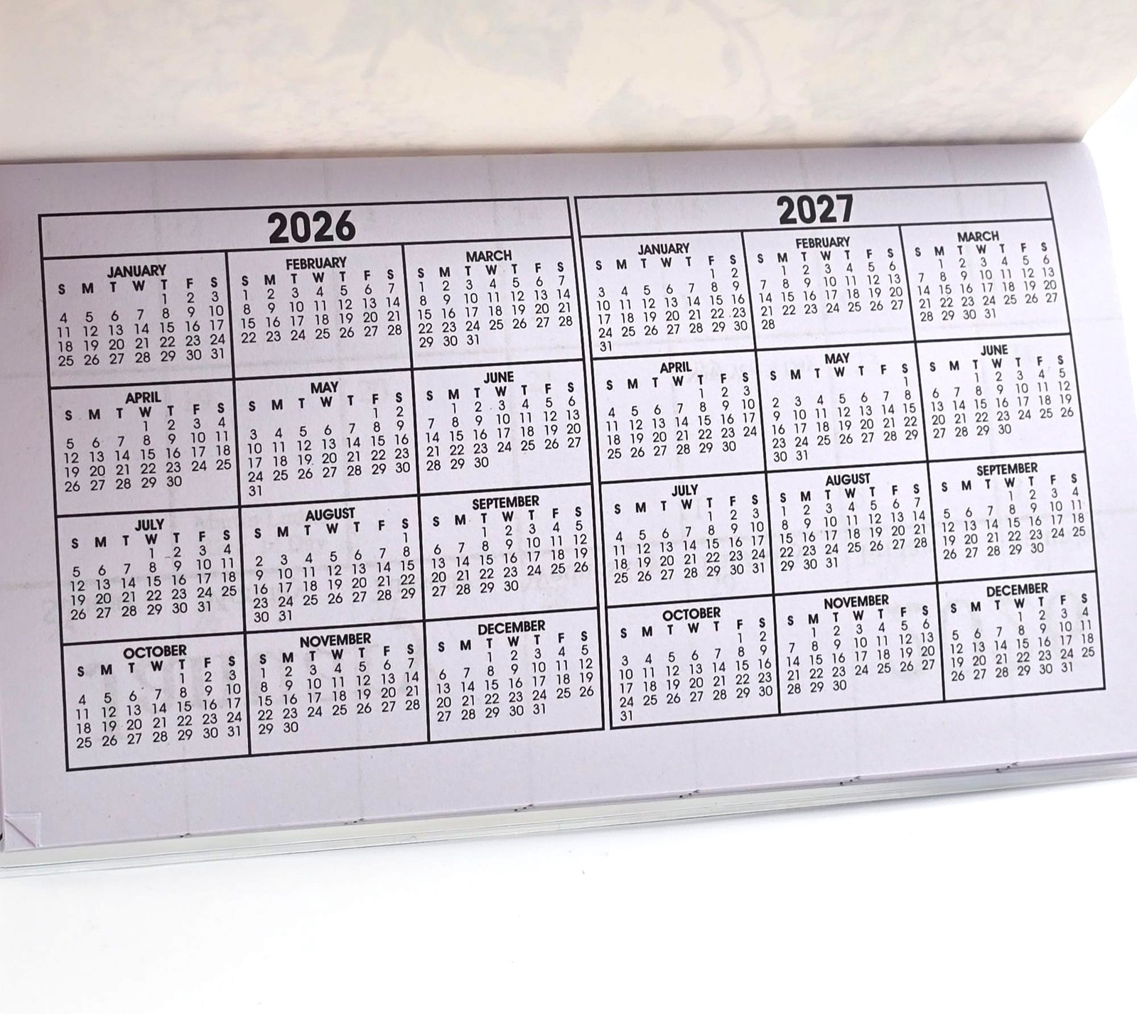 Floral Hydrangea Pocket Planer 2026-2027 Calendar Vinyl Cover 6.5″ by 3 5/8″