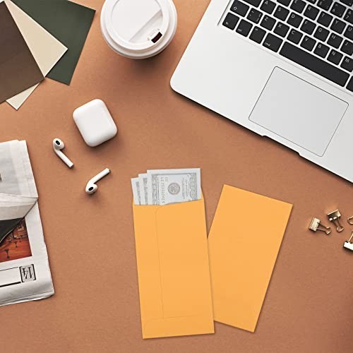 100 Pack Brown Kraft Coin Envelopes 3.5×6.5 – Gummed Flap for Cash, Seeds, Budge
