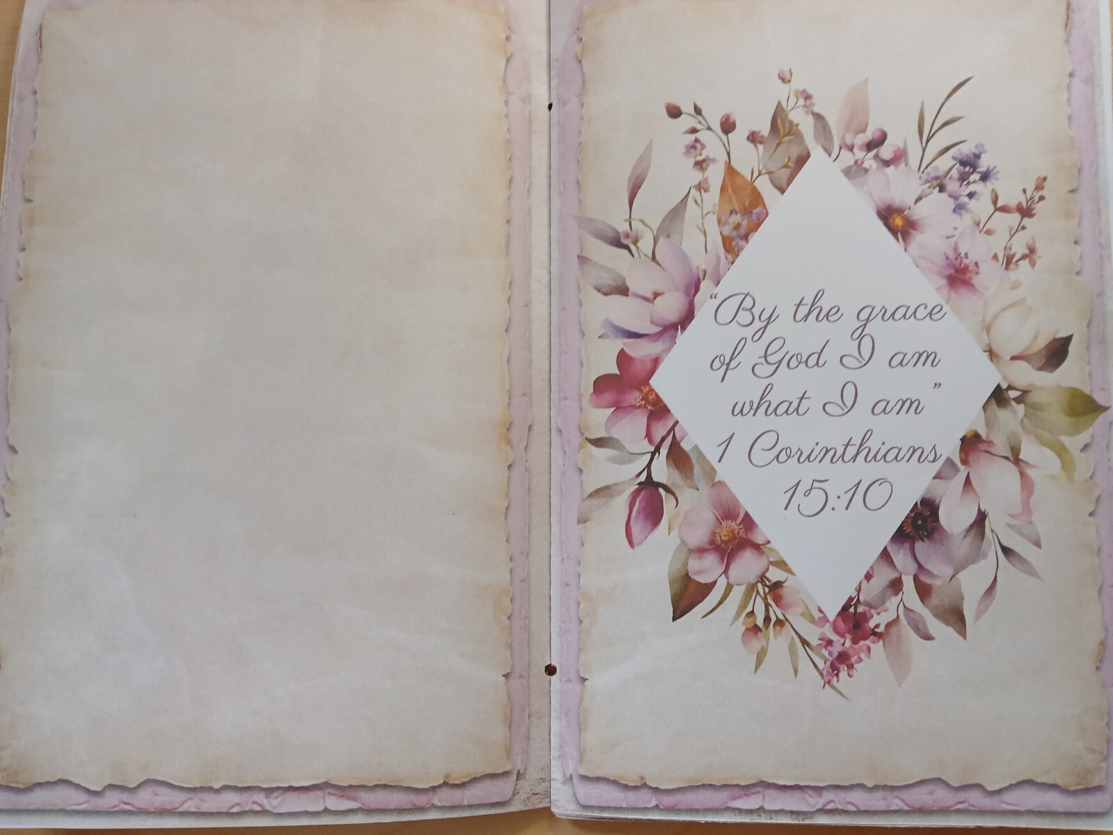 Junk Journal Booklet “Faith” Scripture Quotes Florals Ephemera, Cards, Pockets+