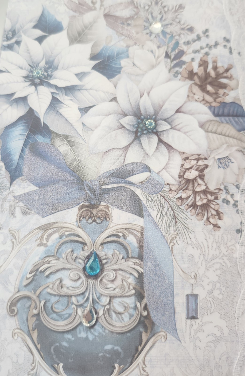 “WINTER JOURNEY” Handmade XL Journal Bejeweled Wintry Blues Keepsake 98pgs