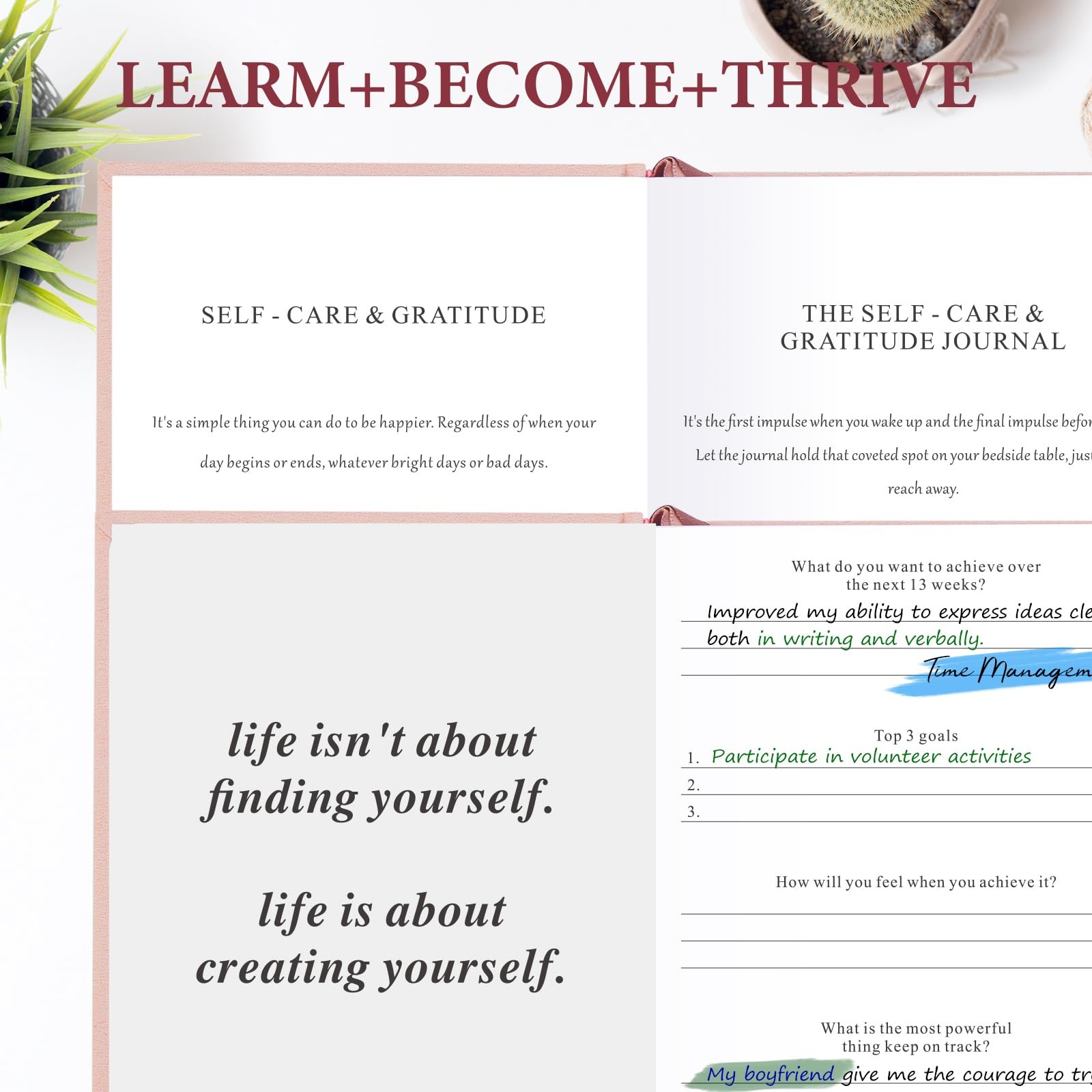 5 MINUTES A DAY Self-love Journal for Women, Self-Love Workbook Guided Pink