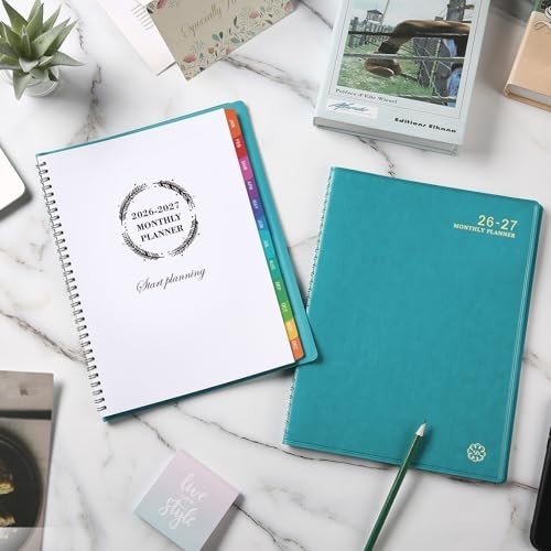 Monthly Planner Jul 2024-Dec 2025 Twin-Wire Organizer Leather Cover 18M Planner