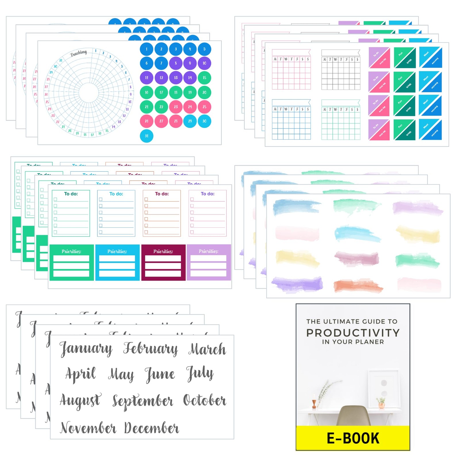 Ultimate Productivity Stickers Set – Large Value Pack of 20 Planner Sticker S…